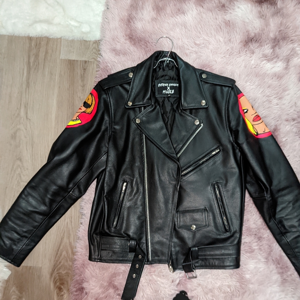 Patrick church painted leather jacket